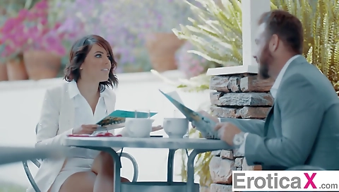 Sexy brunette hair with her boyfriend