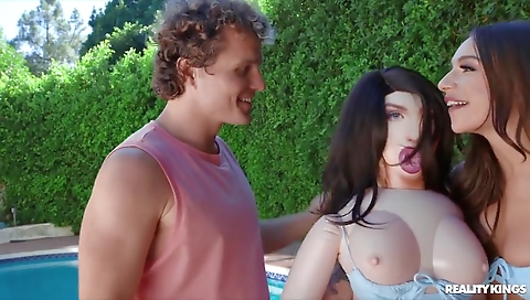 Hot chick with huge tits and a boyfriend