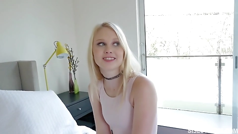 Cute blonde's tight pussy is ready to fuck