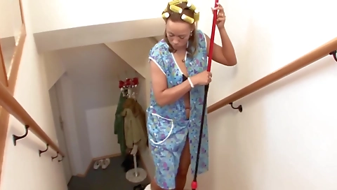 Sexy young chick masturbates with a real fuck